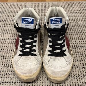 Golden Goose Women’s Midstar Sneaker | Size 38, White Suede with Gold Metallic